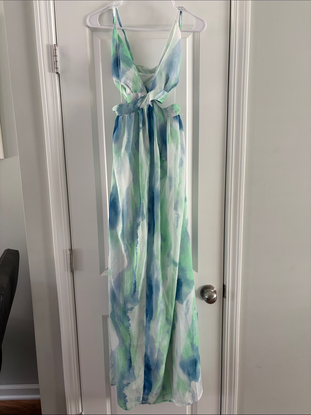 Fashion Nova Green & Blue Tie-Dye TeyaMaxi Dress Size Small